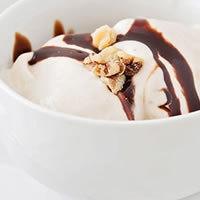 Ice Cream with Chocolate Topping and Nuts